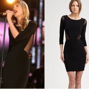 Elizabeth and James Black Mesh-Inset Bodycon Dress NWOT